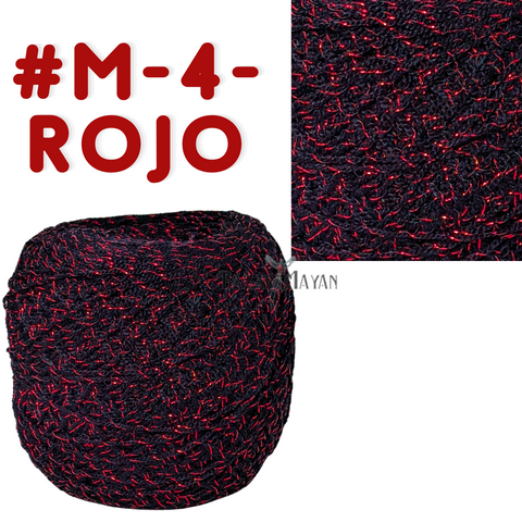 Black 100g Crystal Glitter Crochet Mexican Yarn Hilo Estambre Cristal Brillo #M-4-Rojo