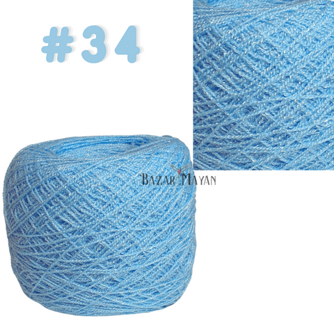 Blue 100g Crystal Crochet Mexican Yarn Thread -Hilo Estambre Cristal #34