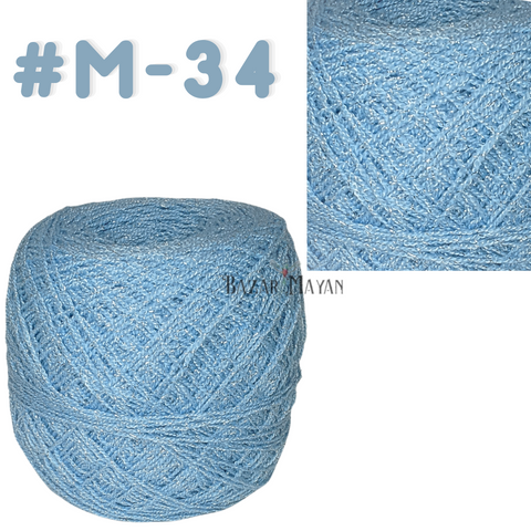 Blue 100g Crystal Glitter Crochet Mexican Yarn Hilo Estambre Cristal Brillo #M-34